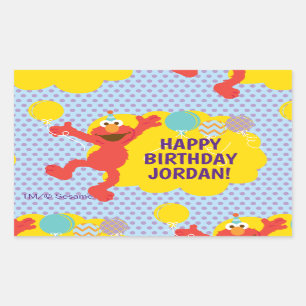 Sticker Rectangulaire Motif Elmo avec ballons de fête