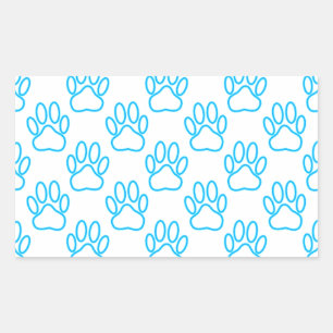 Sticker Rectangulaire Motif Empreinte de patte de Blue Neon Dog