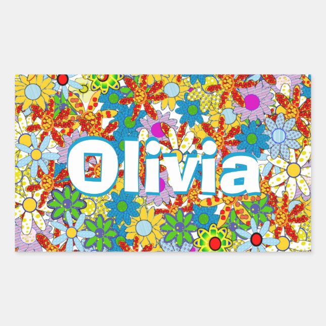 Sticker Rectangulaire Motif floral moderne Couleurs vives (Devant)