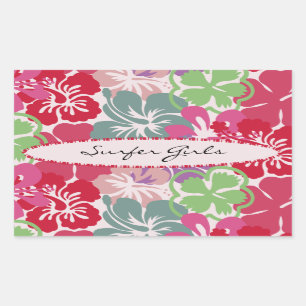 Sticker Rectangulaire Motif Hibiscus
