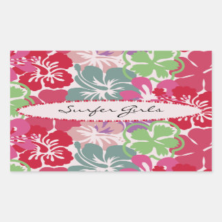 Sticker Rectangulaire Motif Hibiscus