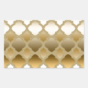 Sticker Rectangulaire Motif marocain d'or de trellis de Quatrefoil