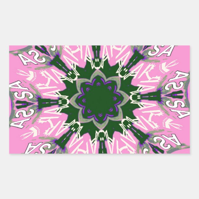 Sticker Rectangulaire Motif Motif Monogramme noir et rose joli (Devant)