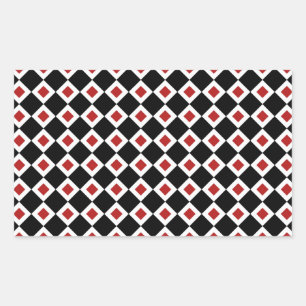 Sticker Rectangulaire Motif noir, blanc, rouge de diamant