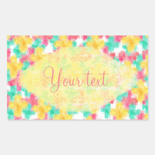 Sticker Rectangulaire Motif Pastel Fleurs d'été
