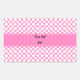 Sticker Rectangulaire Motif Quatrefoil rose chaud