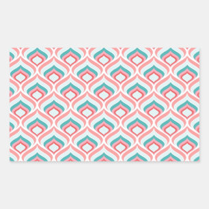 Sticker Rectangulaire Motif rétro en forme de plumes de paon girly tenda