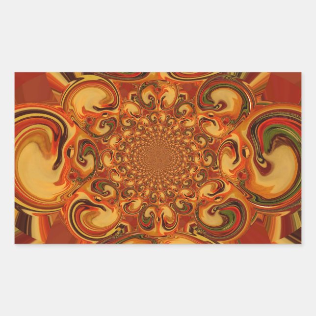 Sticker Rectangulaire Motif tourbillonnant : Tons d'orange, Brown et ver (Devant)