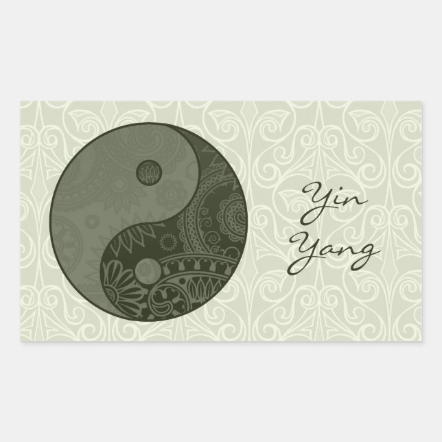 Sticker Rectangulaire Motif Yin Yang Sage Green (Devant)