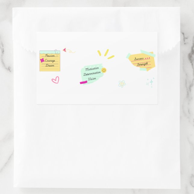 Sticker Rectangulaire Motivation and positive vibes (Sac)