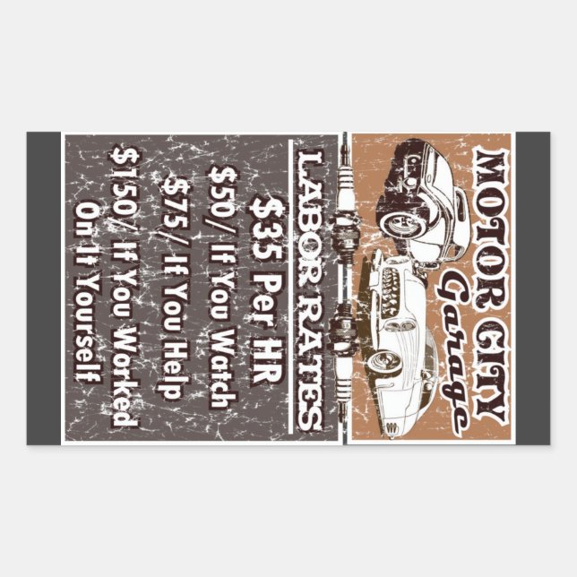 Sticker Rectangulaire MOTOR CITY Taux de travail Boîte à outils (Devant)