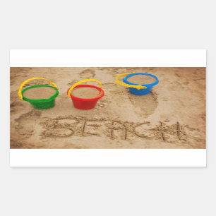 Sticker Rectangulaire Mots de sable de plage