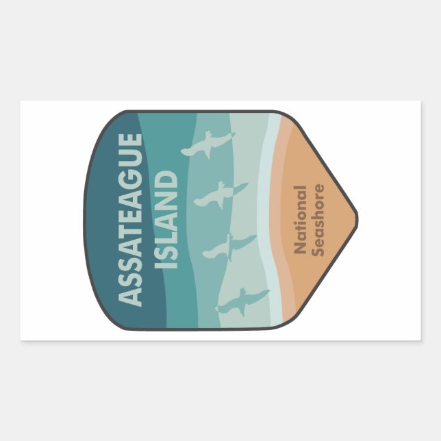 Sticker Rectangulaire Mouettes du littoral national de l'île Assateague (Devant)