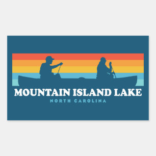 Sticker Rectangulaire Mountain Island Lake North Carolina Canoe