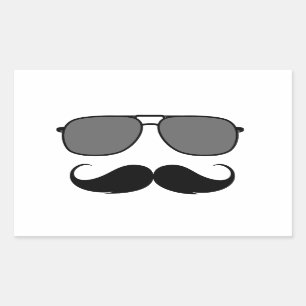 Sticker Rectangulaire moustache et lunettes