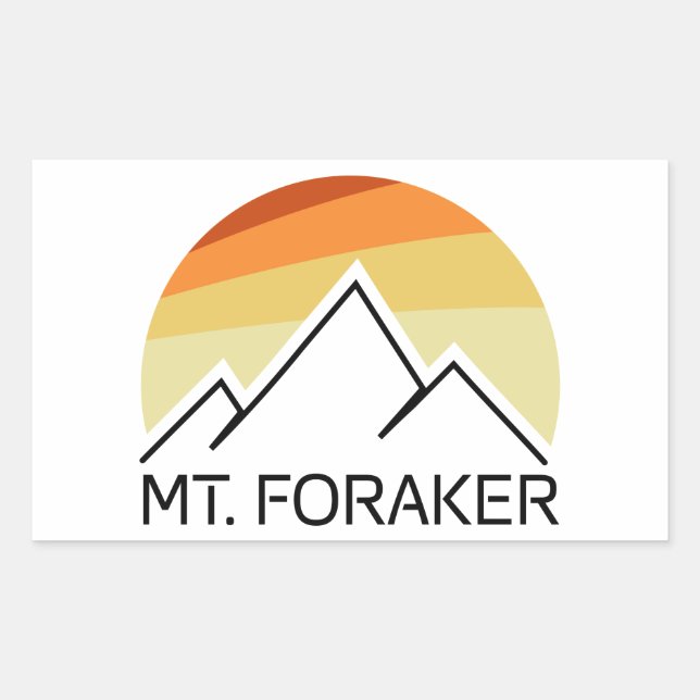 Sticker Rectangulaire Mt Foraker Alaska Retro (Devant)