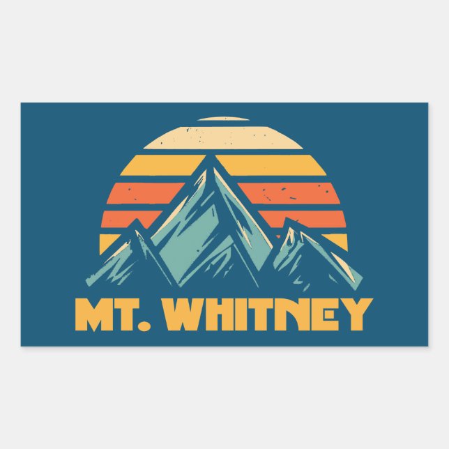 Sticker Rectangulaire Mt. Whitney California Retro Turquoise (Devant)