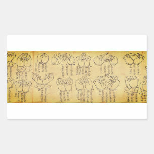 Sticker Rectangulaire Mudras (parchemin japonais du XIIe siècle)