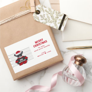 Sticker Rectangulaire Mugshot Mauvais Père Noël Chien Drôle Noël