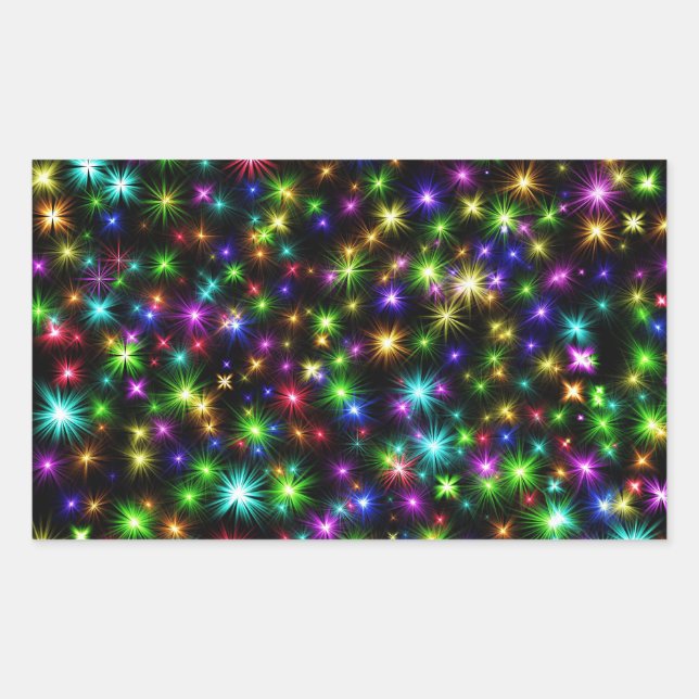 Sticker Rectangulaire Multicolor Christmas Star Rays-57191 (Devant)