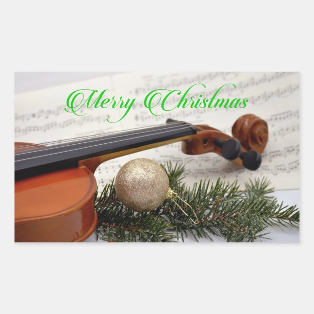 Sticker Rectangulaire Musique de Noël violon (Devant)