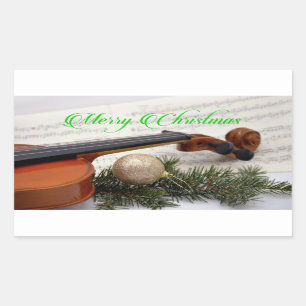 Sticker Rectangulaire Musique de Noël violon