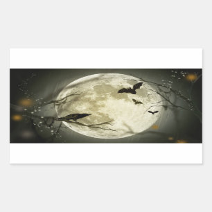 Sticker Rectangulaire Mystère de vacances de Halloween avec la lune de