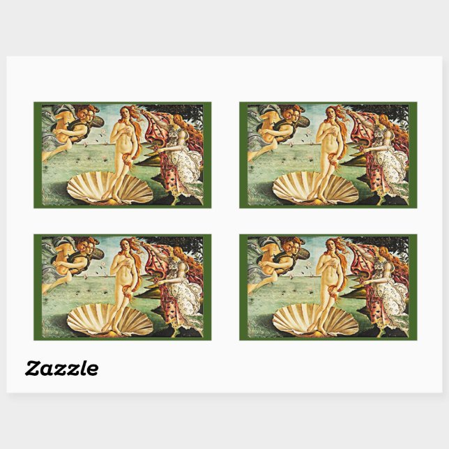 Sticker Rectangulaire Naissance de Vénus par Botticelli, Art (Feuille)