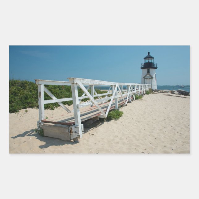 Sticker Rectangulaire Nantucket. Ancien phare en bois (Devant)