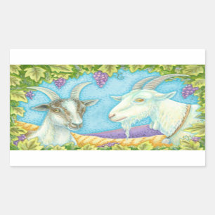 Sticker Rectangulaire Napa Valley Chèvres sous la feuille d'Arbor de rai