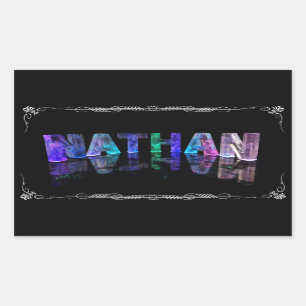 Sticker Rectangulaire Nathan - Le nom Nathan en lumières 3D (Photo