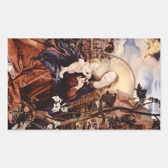 STICKER RECTANGULAIRE NATIVITÉ AVEC DES LILLES BLANCHES - MAGIE DE NOËL (Devant)