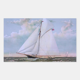 Sticker Rectangulaire Navire de voile antique sloop yacht voilier océan