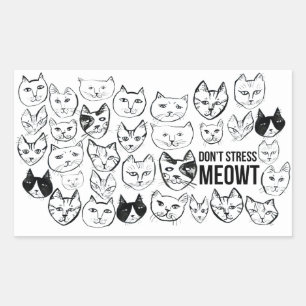 Sticker Rectangulaire Ne stressez pas Meowt Drôle Chat