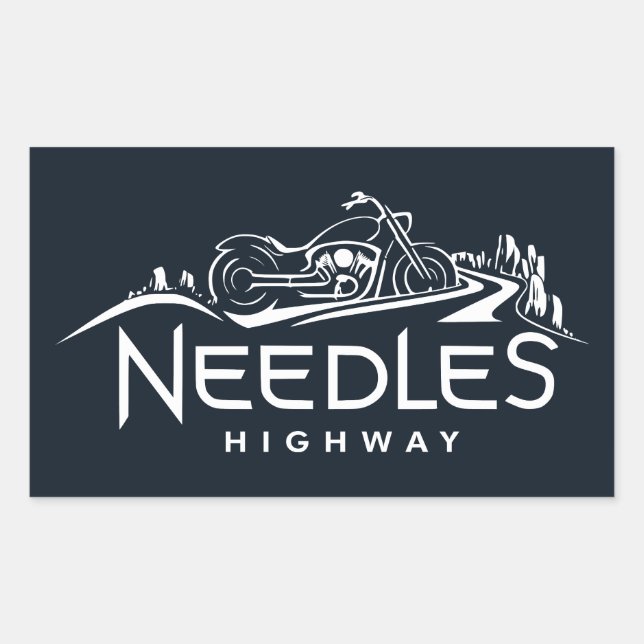Sticker Rectangulaire Needles Highway Motorcycle du Dakota du Sud (Devant)