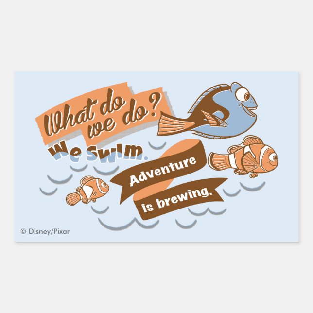 Sticker Rectangulaire Nemo, Marlin & Dory | L'aventure brasse (Devant)