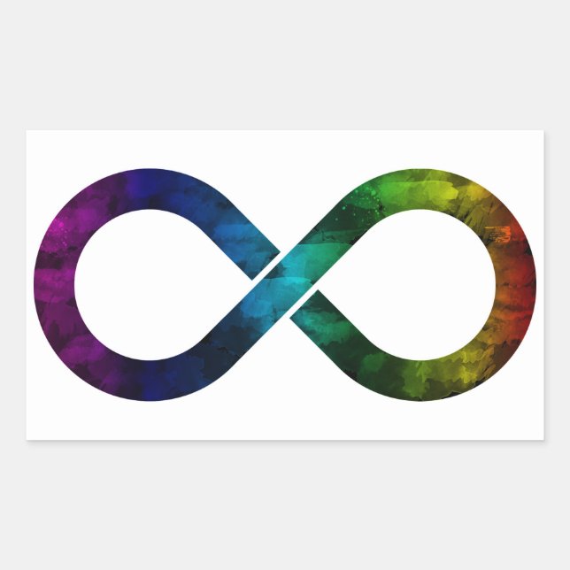 Sticker Rectangulaire Neurodiversité Arc-en-ciel Infinité Aquarelle (Devant)