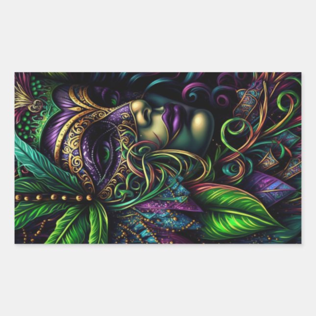 Sticker Rectangulaire New Orleans Mardi Gras Art Abstrait (Devant)