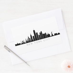 Sticker Rectangulaire NEW YORK NYC Manhattan USA City Skyline Silhouette