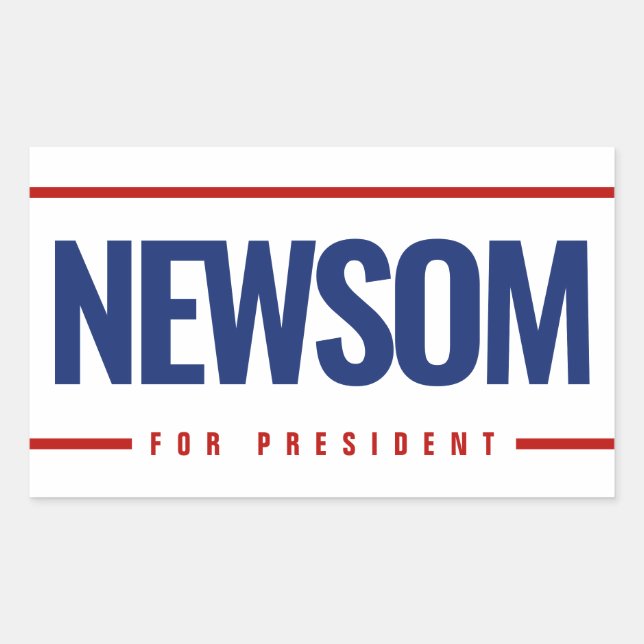 Sticker Rectangulaire Newsom pour le président (Devant)