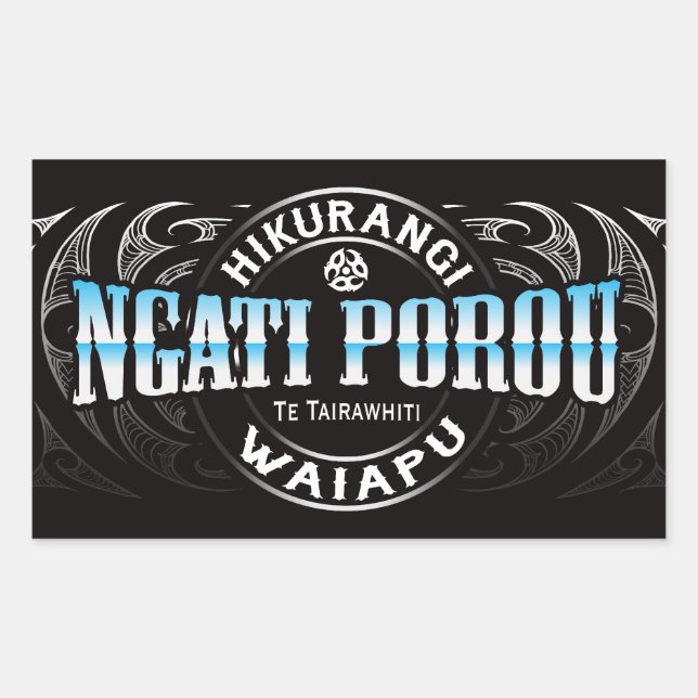 Sticker Rectangulaire Ngati Porou Lifer Moko Chrome (Devant)