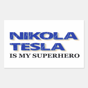 Sticker Rectangulaire Nikola Tesla est mon super-héros