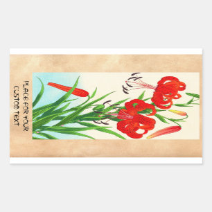 Sticker Rectangulaire Nishimura Hodo Lys des tigres fleurs shin hanga