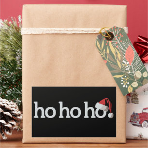 Sticker Rectangulaire Noël Ho Ho Ho Xmas Chapeau de Père Noël