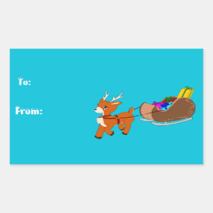 Sticker Rectangulaire Noël mignon de renne de base To/From l'étiquette