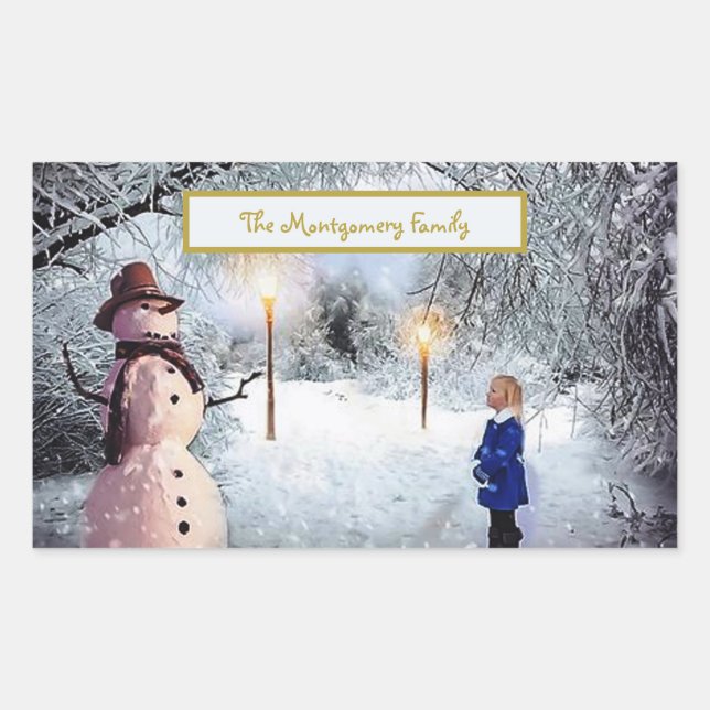Sticker Rectangulaire Noël mignon Snowman (Devant)