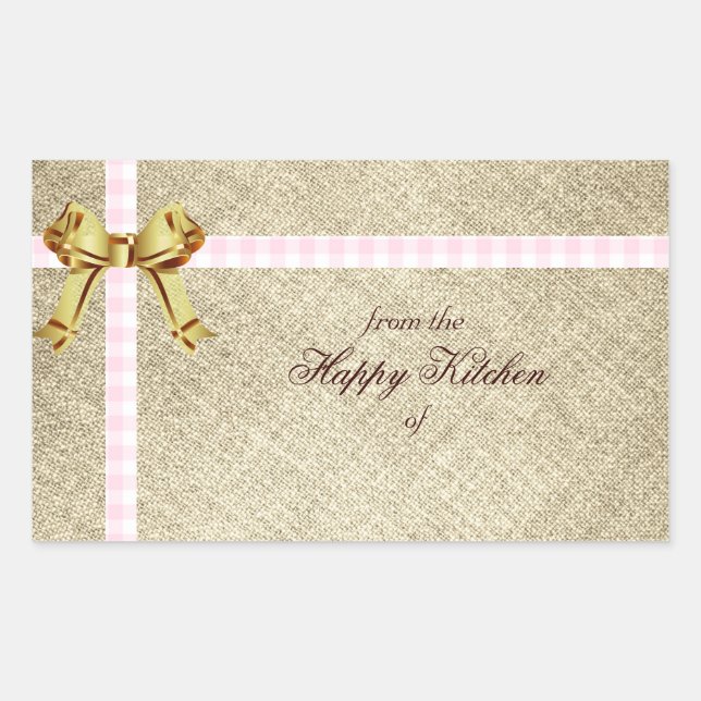 Sticker Rectangulaire Noël Noël Cuisson Fille Rose et Rustique Burlap (Devant)