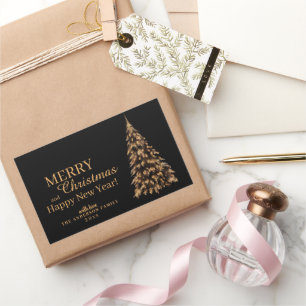 Sticker Rectangulaire Noël noir et or Premium