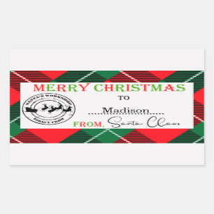 Sticker Rectangulaire Noël personnalisé du Père Noël