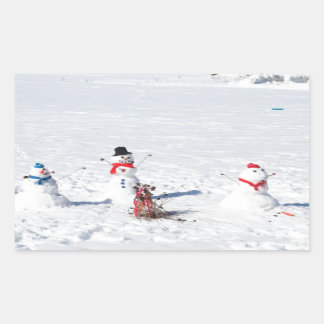 Sticker Rectangulaire Noël Snowmen